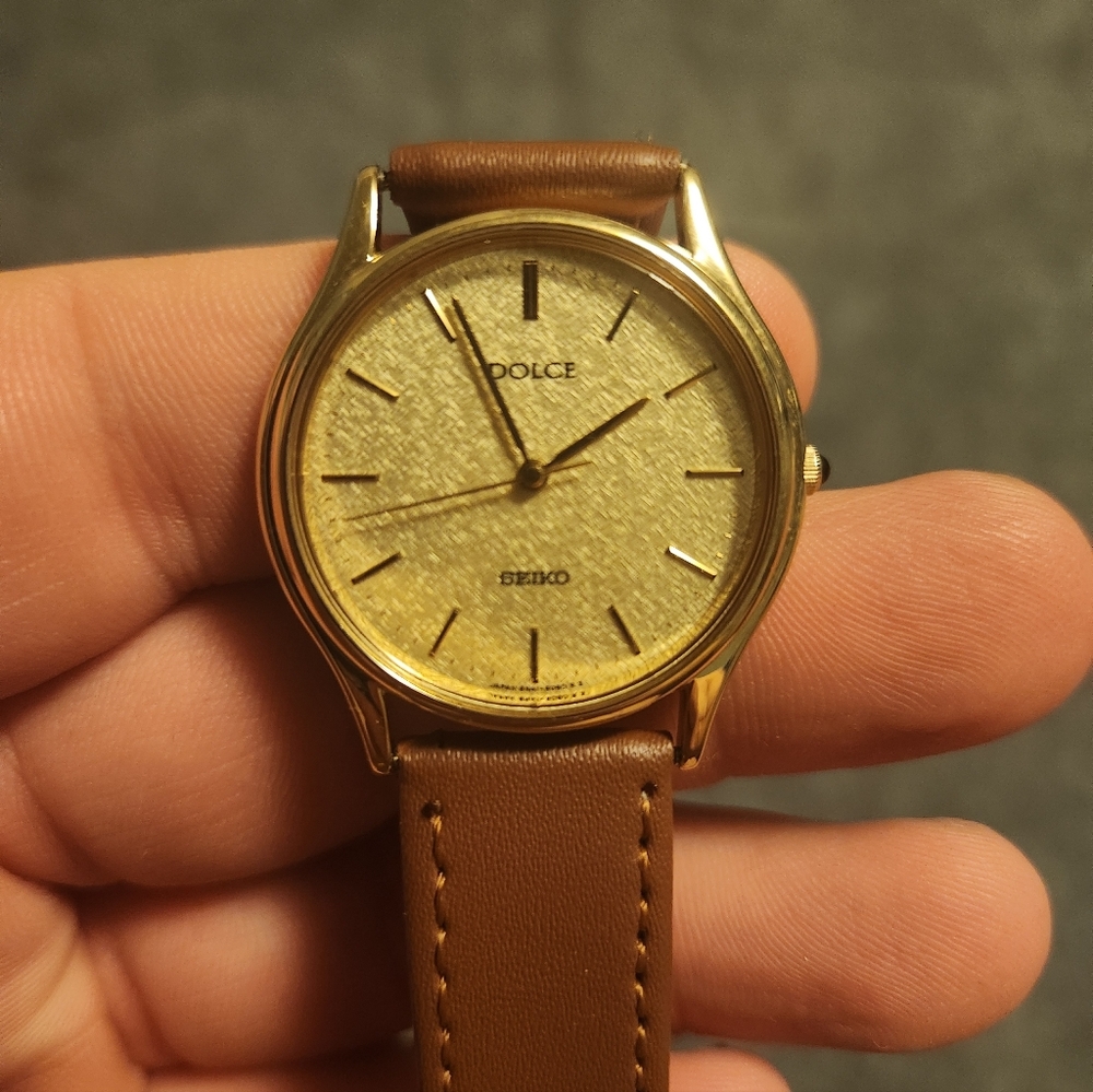 Seiko Dolce Gold Dial with Tan Leather Strap